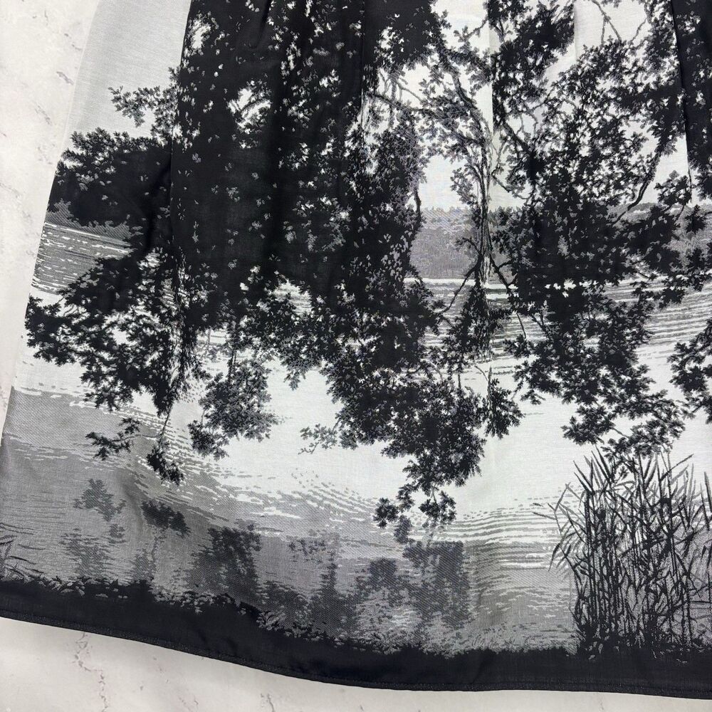 VTG Agnès B. Y2k Mini Skirt 38 6 France Scenic Nature Print Grayscale Blk White - Picture 11 of 15